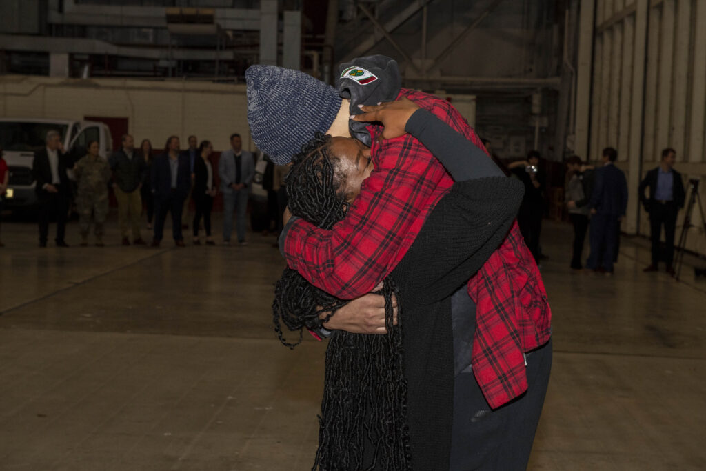 Brittney Griner reunites with her wife Cherelle after spending nearly 10 months in detention in Russia. Photo provided by Wasserman.